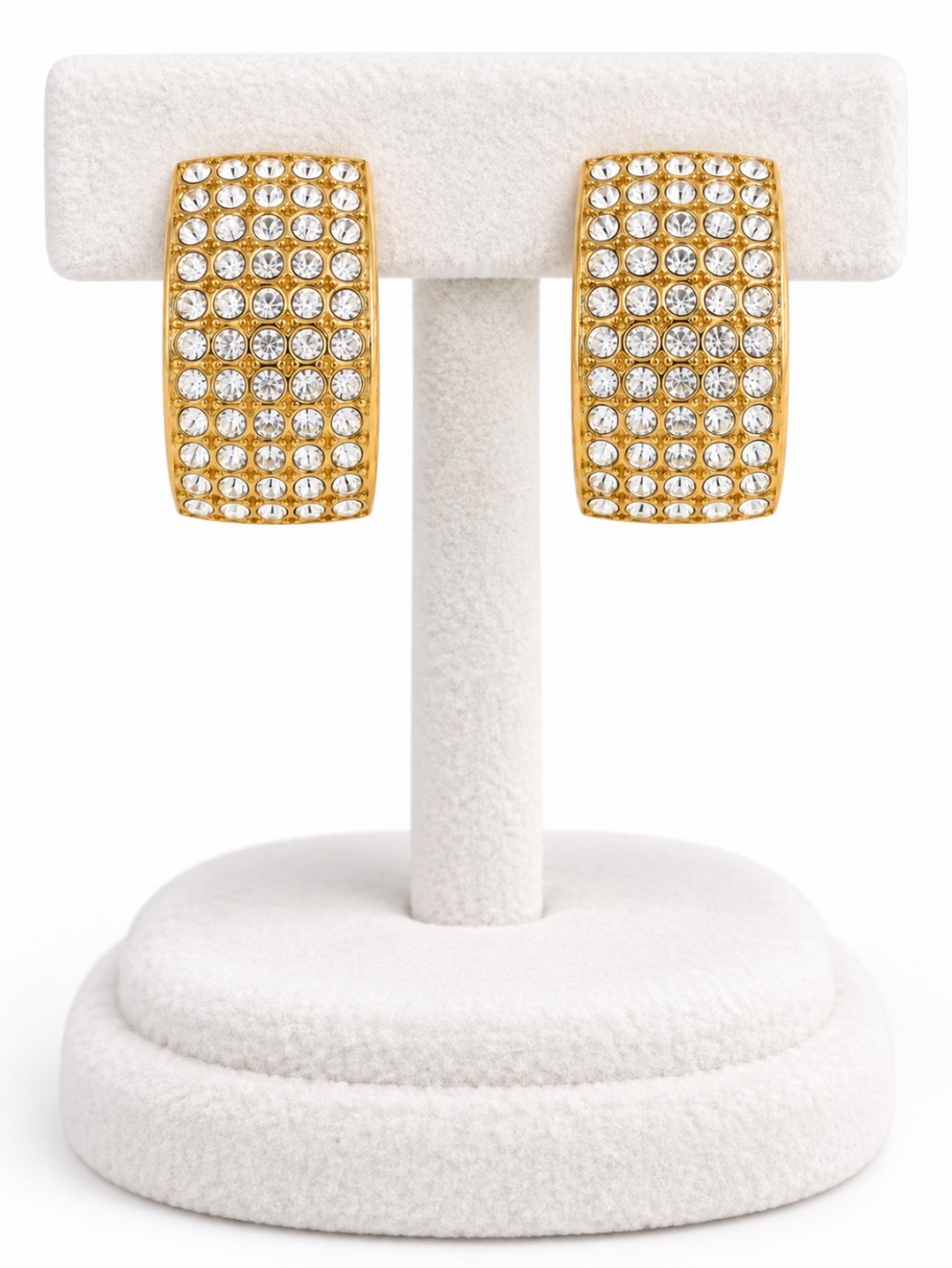 Ellen Designs Gold Tone Crystal Pavé Curved Clip-On Statement Earrings
